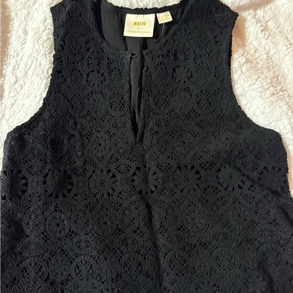 Maeve Elegant Black Crochet Blouse